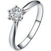 With Certificate Never Fade 18K White Gold Ring for Women Solitaire 2.0ct Round Cut Zirconia Diamond Wedding Band Bridal Jewelry