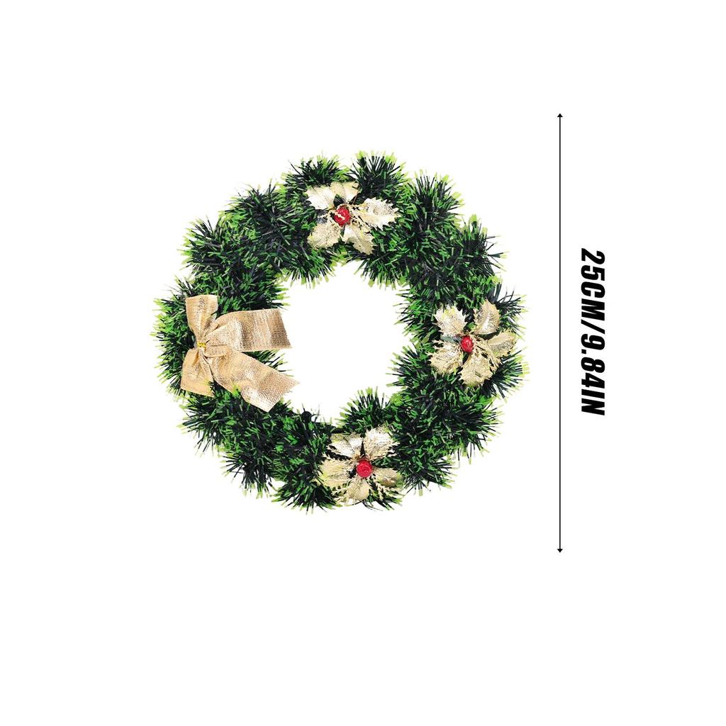 Artificial Flowers Red Berries Garland Christmas Wreath Plastic Front Door Hanging Xmas Party Decor for Home Wall Porch 25CM
