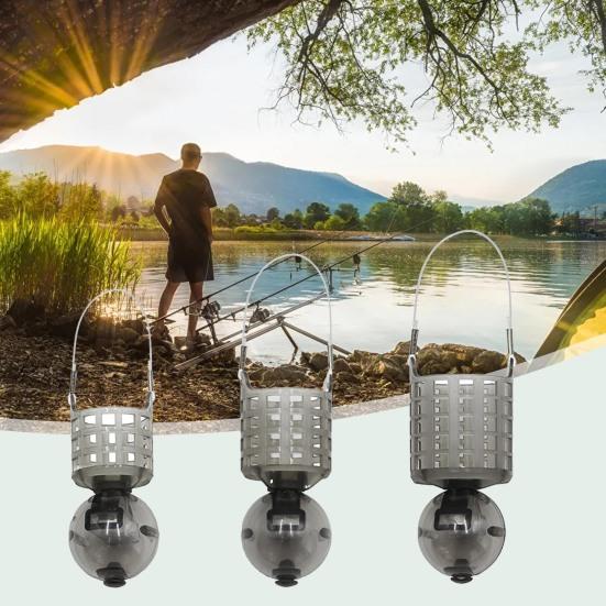 Корзина для кормушки для рыб, ловушка для рыболовной приманки, клетка, кормушка для крупных приманок с наполняемым поплавком-шариком, подарок для любителей рыбалки