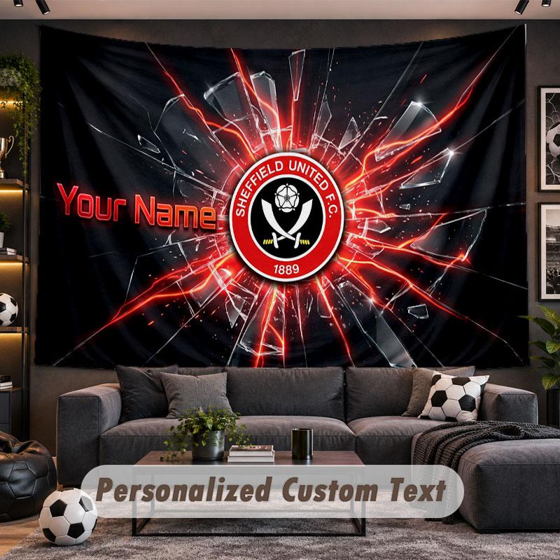 Wall Hanging Tapestry Custom NameSheffield United FC Pattern Personalized Printed Fabric Wall Decor