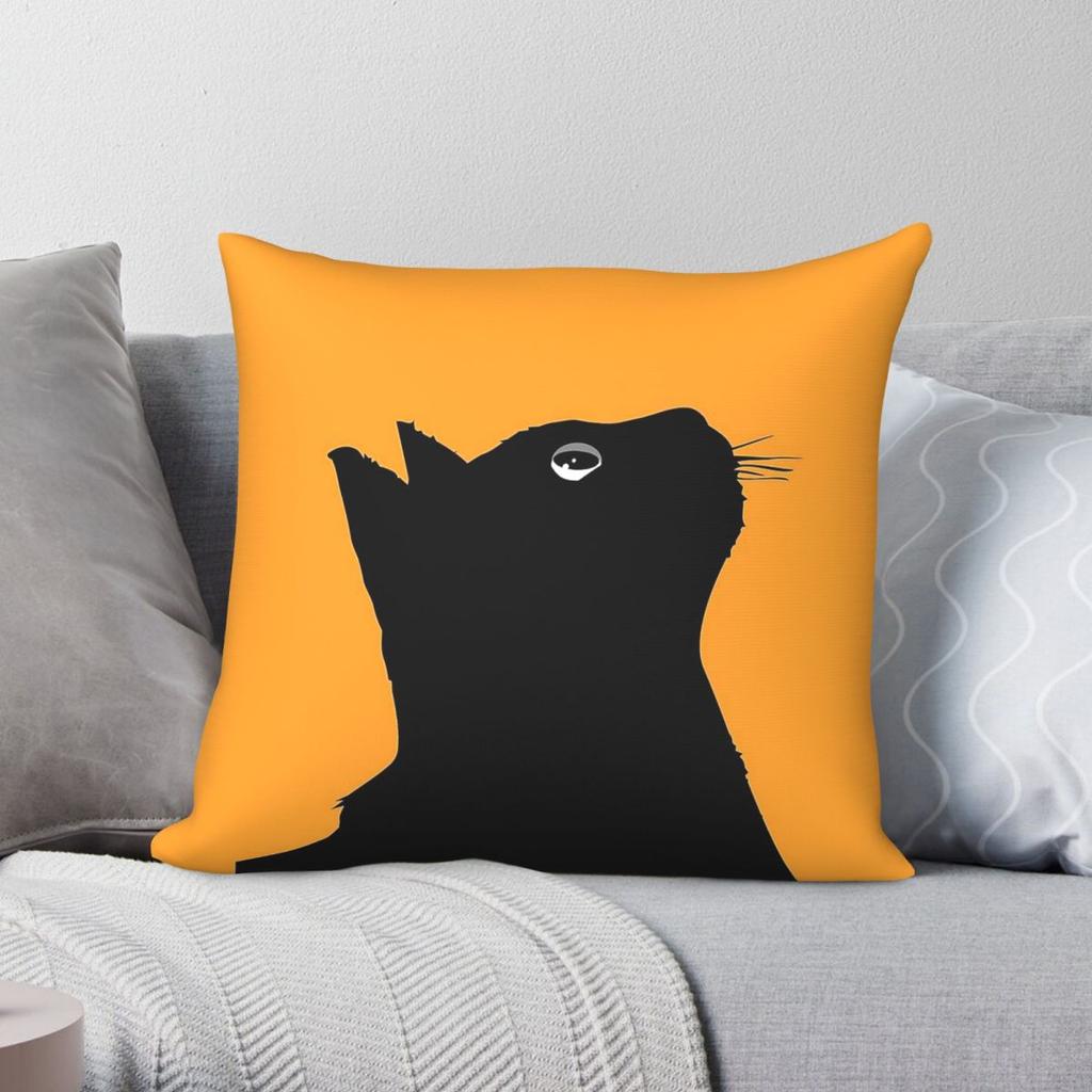 Black Cat Looking Up To You Pillowcase Polyester Linen Velvet Creative Zip Decor Bed Cushion Case