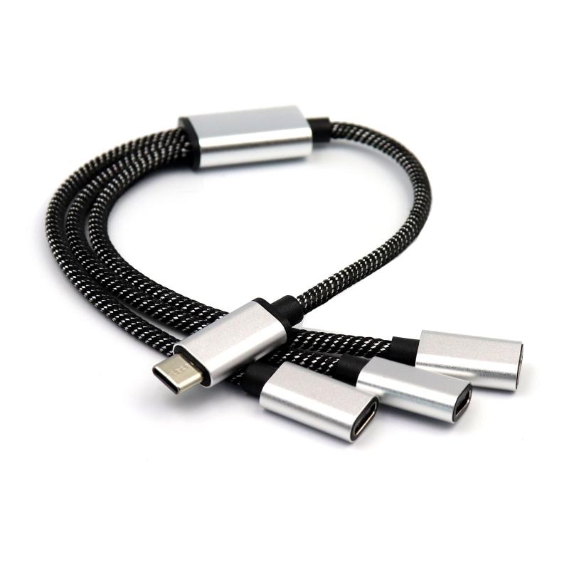 USB C «папа» на три USB C «мама» сплиттер-конвертер, удлинительный соединительный кабель для зарядки и передачи данных