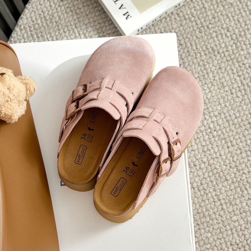 Толстые кожаные полутапочки Baotou сандалии тапочки женские