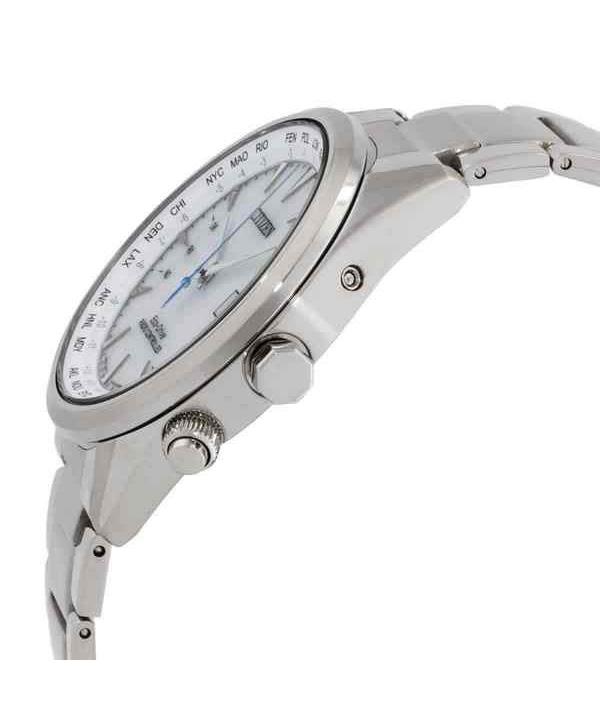 Citizen Eco-Drive Perpetual Радиоуправляемые GMT Мужские часы из нержавеющей стали с белым циферблатом CB0270-87A 100M