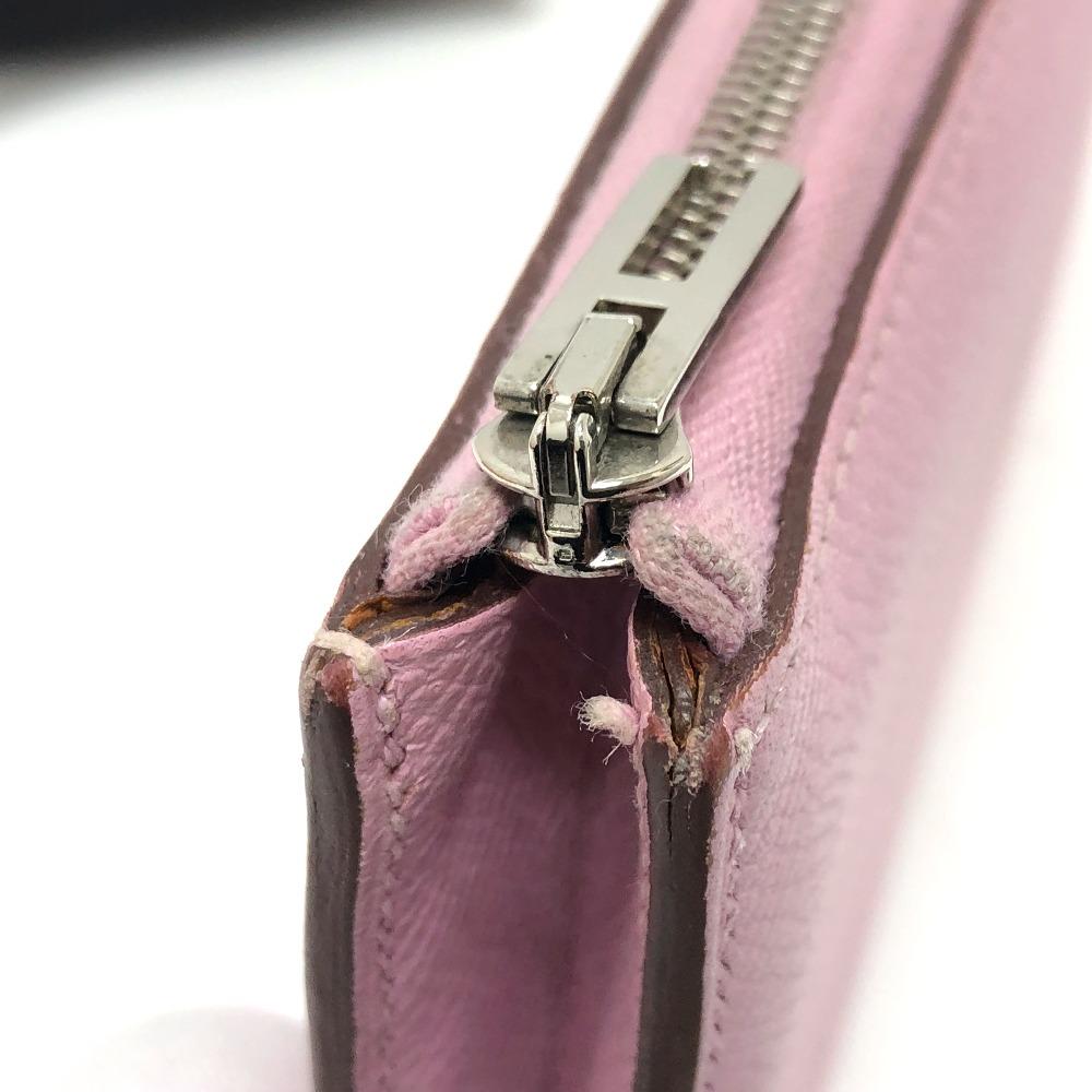 HERMES remix combine duo  Long Wallet Epsom Mauve Sylvestre x Lime pink/yellow