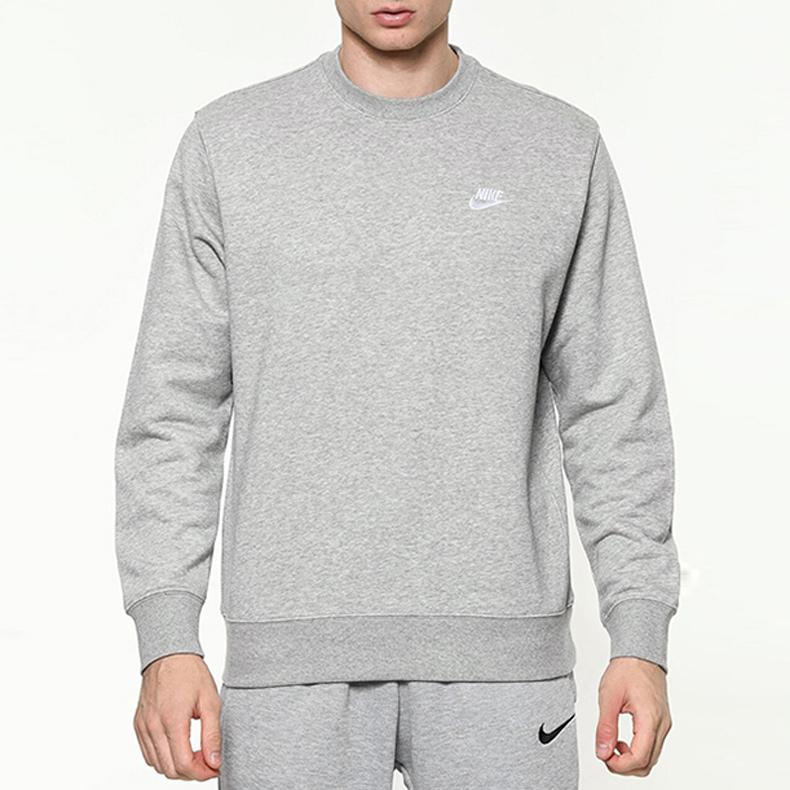 Nike Мужская толстовка с длинным рукавом и круглым вырезом NSW Club Серая BV2666-063
