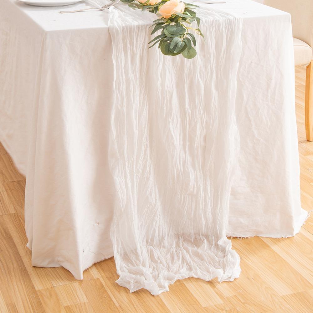 90x400cm Cheesecloth Table Runner Polyester Fiber Fabric Table Runner Wedding Decor