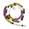 Natural Amethyst Tiger Eye Peridot Gemstone Smooth Beads Necklace 17" UB-4326 UB-4326