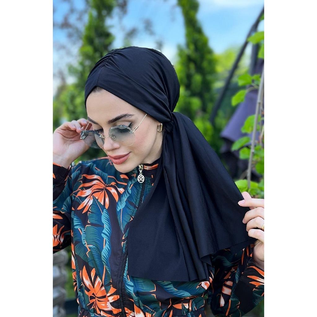 Цельный шарф и чепчик в виде шали из купальникной ткани Rbe 012