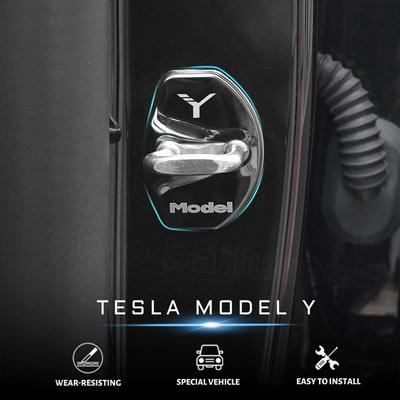 Для Tesla Model Y 2022 2023 Автоаксессуары Накладка на пряжку замка двери автомобиля Модель дверного замка Черный Алюминий