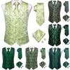 Mens Formal Wedding Waistcoat Solid Floral Suit Vest Slim Tuxedo Silk Tie Set