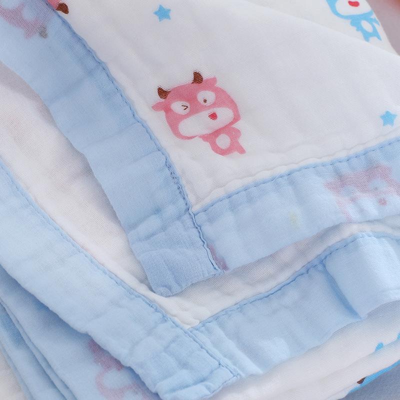 110x110cm Class A Pure Cotton Baby Bath Towel, Six-layer Gauze with Wide Hem, for Infants and Toddlers
