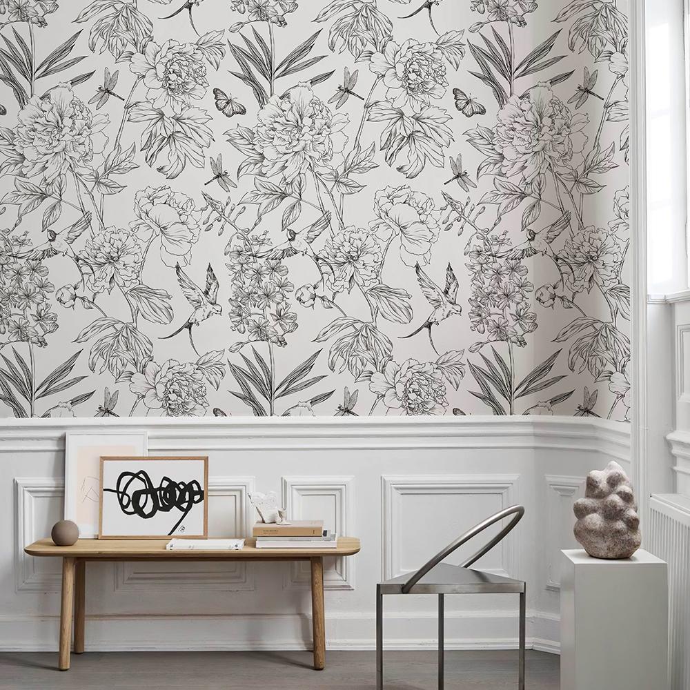 Simple Line Self-Adhesive Wallpaper Modern Flower Pvc Waterproof Wallpapers Home Decoration Furniture Cabinet Wall Stickers