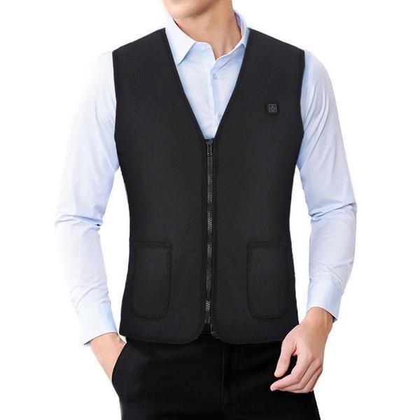 S-3XL USB Heating Tank Top Men's Winter Electric Sleeveless Jacket Outdoor Heating Tank Top Hiking Heating Tank Top (Excluding Power Bank)