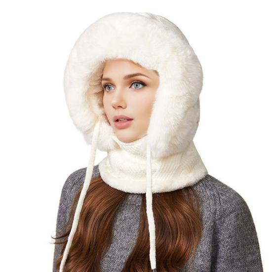 Зимний головной убор с шарфом-защитой лица, однотонная шапка 3-в-1, регулируемая по цвету, со шнурком, ветрозащитная шапка