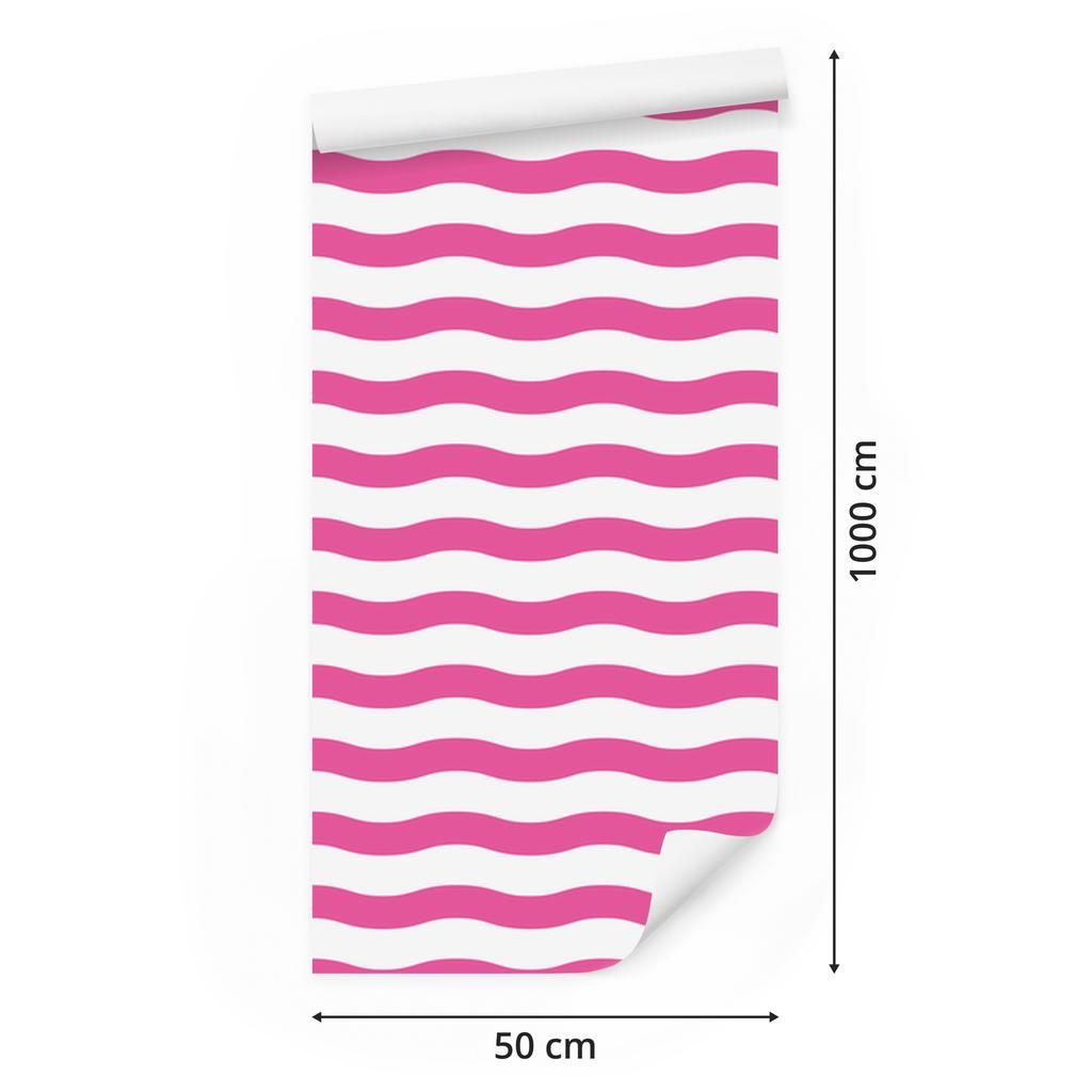 Striped wallpaper, white, powder pink center, for living room and bedroom, 50x1000
