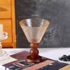 Французские ретро-десертные пиалы из чеканного стекла с деревянной подставкой