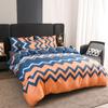 3 Pieces Comforter Set Retro Abstract Blue Orange Geometric Zig Zag Duvet Cover,Soft Texture Bedding Sets Queen King Double Size