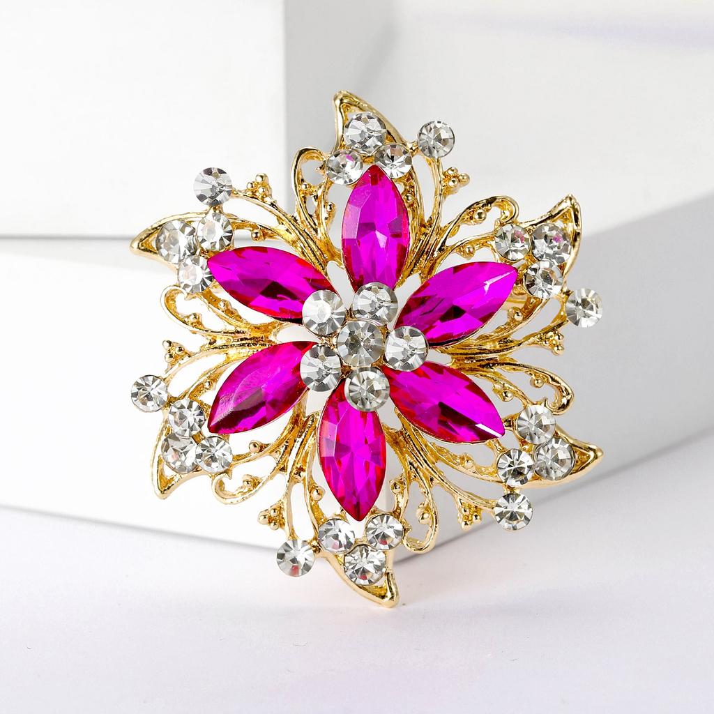 Rhinestone Flower Brooch for Women Unisex Crystal Glass Pins Banquet Party Backpack Gifts Jewelry Accessories