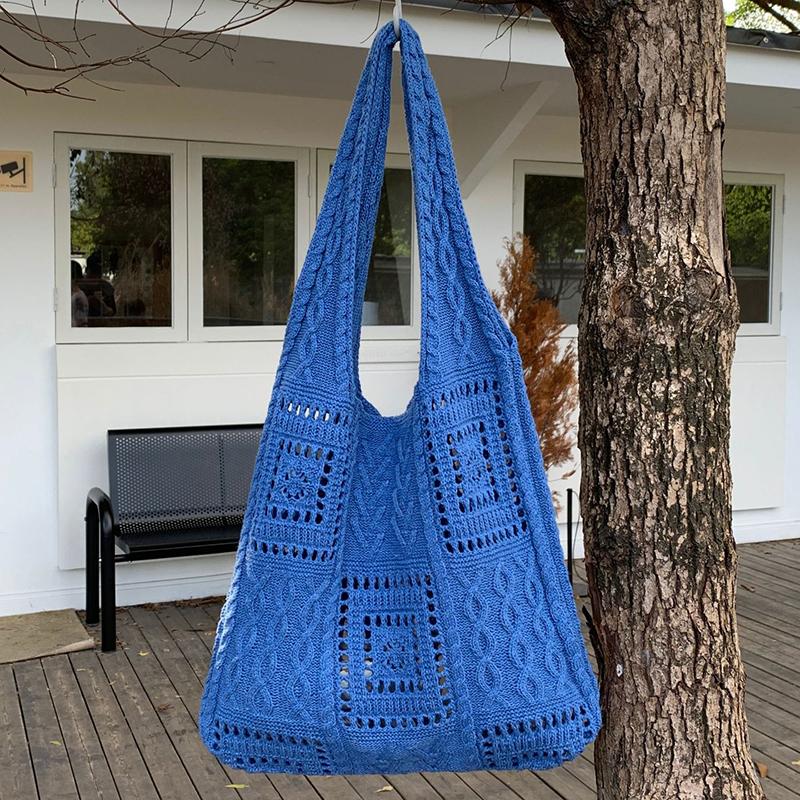 Yogodlns Женская тканая сумка-тоут в стиле бохо, летняя пляжная сумка, тканые сумки ручной работы на плечо, ручная вязаная сумка, сумка для покупок