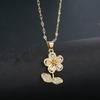 New  Sweet Zircon Sunflower Pendant Necklaces for Women Stainless Steel Chain Jewelry Accessories Wedding Party Gifts
