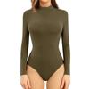 Женская цельная футболка, тонкий комбинезон с длинными рукавами и высоким воротом, однотонный топ