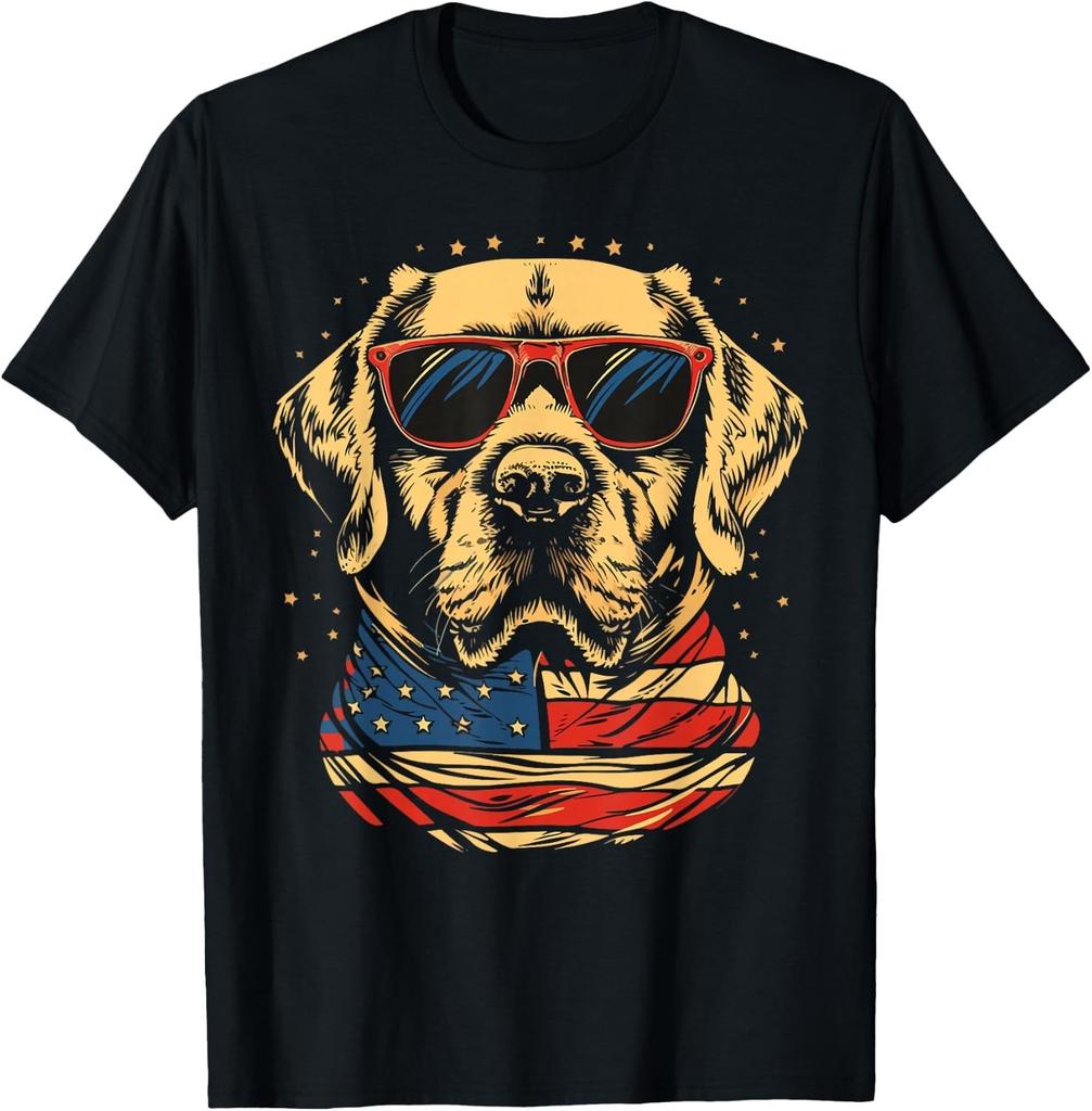 Yellow Labrador Labs Patriotic American Flag Dog 4th of July Gift Unisex T-Shirt