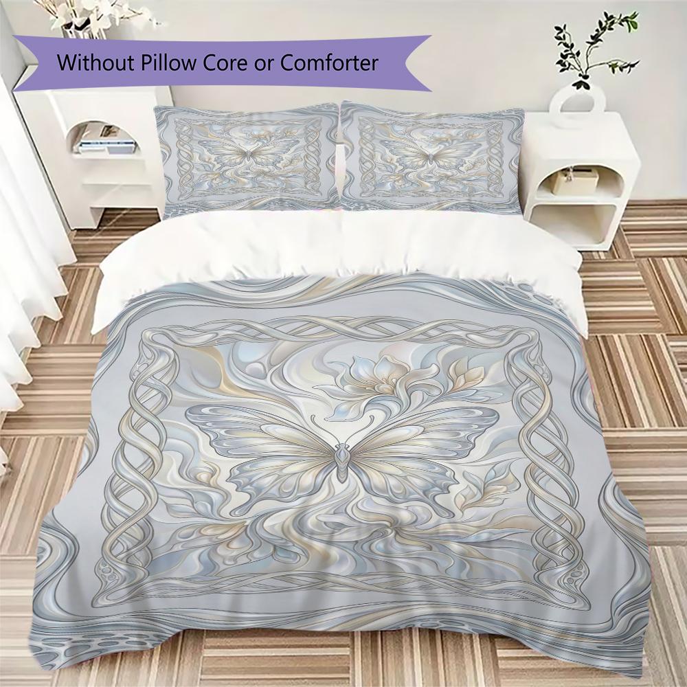 Modern Butterfly Pattern Bedding uilt Set uilt Cover Pillowcase Home Decoration Birthday Gift (1 * duvet cover + 2 * pillowcase without core)78