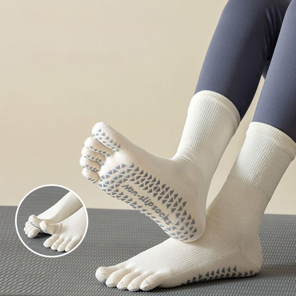 Mid-tube Women Yoga Socks Silicone Non-slip Dance Sports Socks Comfortable Split Toe Socks