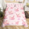 Pink Pig Bedding Set King Queen Sleeping Pig Duvet Cover For Kids Boys Girls Kawaii Animals Comforter Cover With 2 Pillowcases
