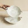 Coarse Pottery Binaural Bowl Hand-Painted Ceramic Bowl Practical Tableware Portable Bowl Household Bowl Salad Bowl Vegetable Bowl