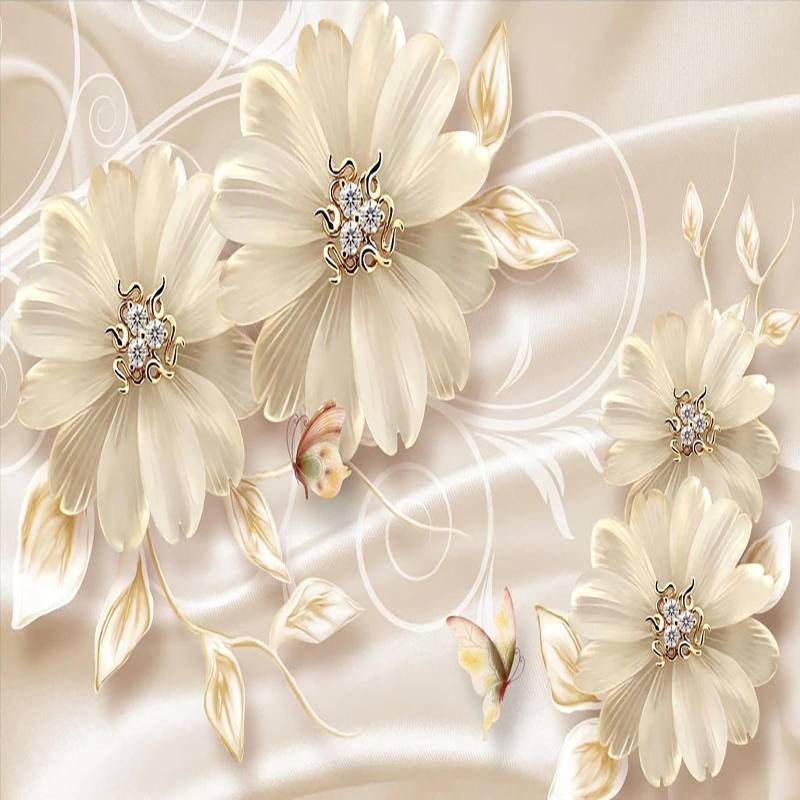 3D тисненая фотообои в европейском стиле, роскошные ювелирные изделия, цветочные обои, спальня, гостиная, диван, фон, стена, домашний декор