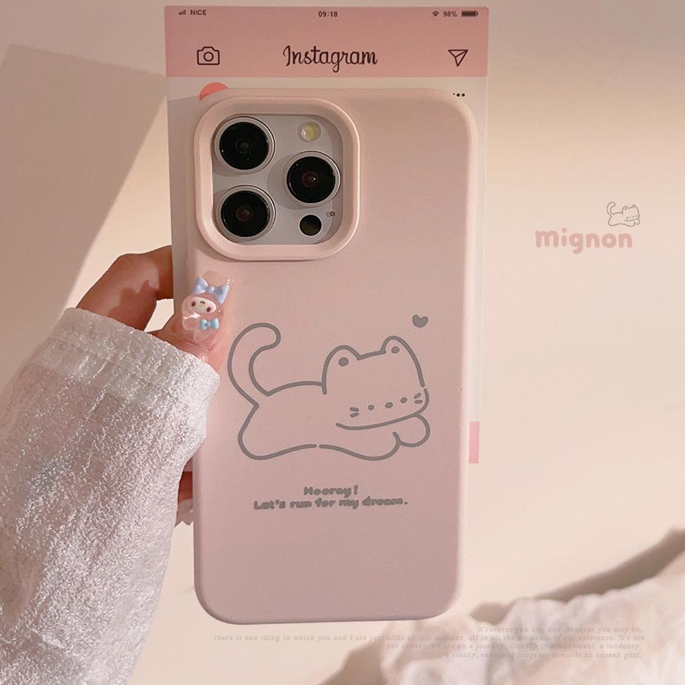 Simple Ins Cat Puppy подходит для iPhone14pro Max чехол для мобильного телефона мягкий клейкий мультфильм 15 Apple 16 силиконовый