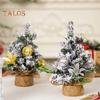 Украшения для рождественской елки Мини искусственный снег флокированная рождественская елка с шаром цветок домашний офис класс настольный декор