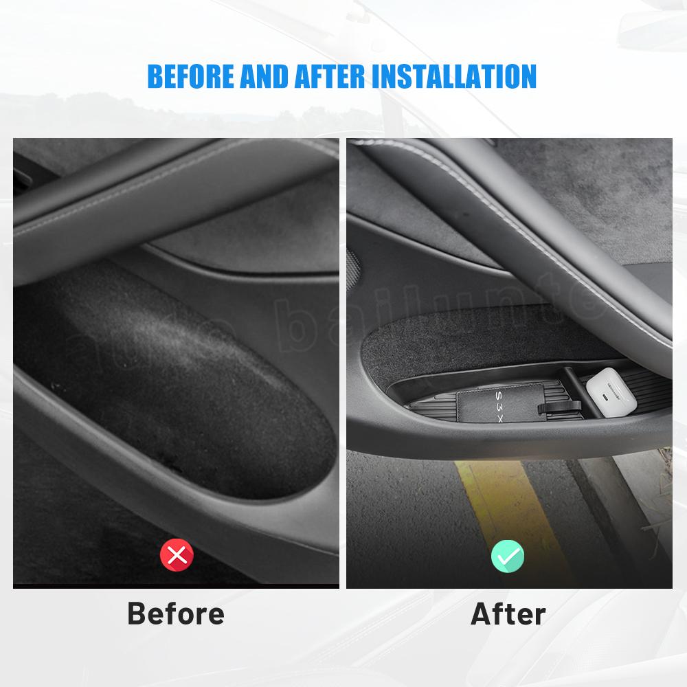 4Pcs Door Side Storage Box Front Rear Side Door Insert Organizer Tray Umbrella Box For Tesla Model Y 2022 2023