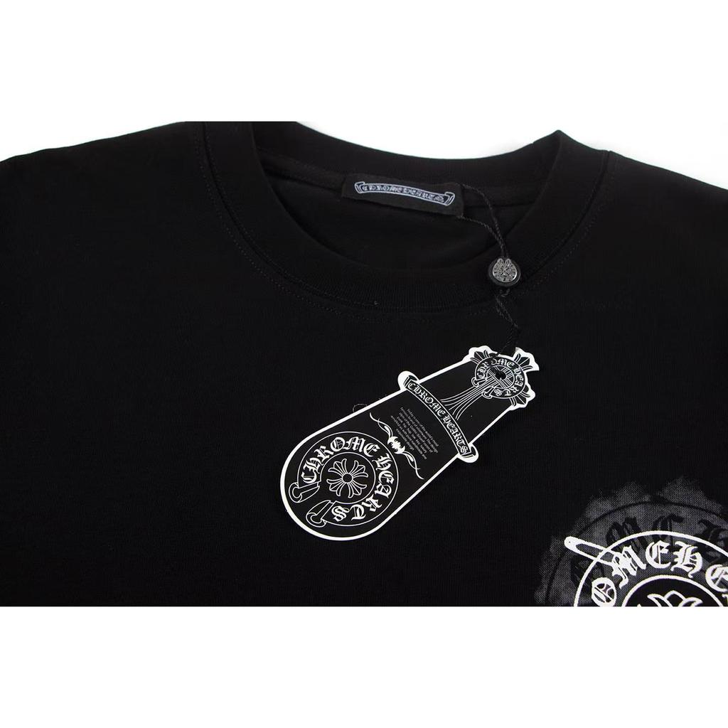 W386 CHROME HEARTS Лето 2026 Новая Высококачественная Хлопковая Круглый Вырез Свободная Большого Размера Футболка Футболка для Пары