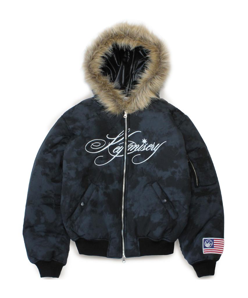 Keymisery Crop Fur Hooded Ma-1 (Black)