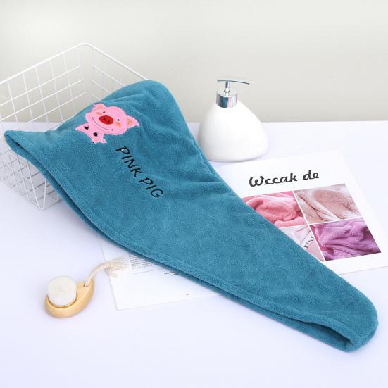 Шапка для сушки волос, быстросохнущее супермягкое короткое бархатное полотенце с вышивкой мультяшных животных, сухое полотенце для волос, инструмент для купания, ежедневное использование