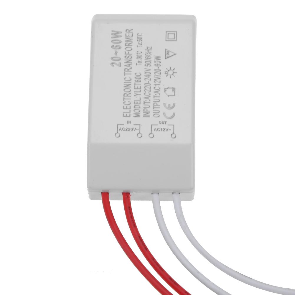 Электронный трансформатор AC 220V в AC 12V 20-60W Преобразователь напряжения Электронный трансформатор для галогенного света Блок питания Драйвер Адаптер