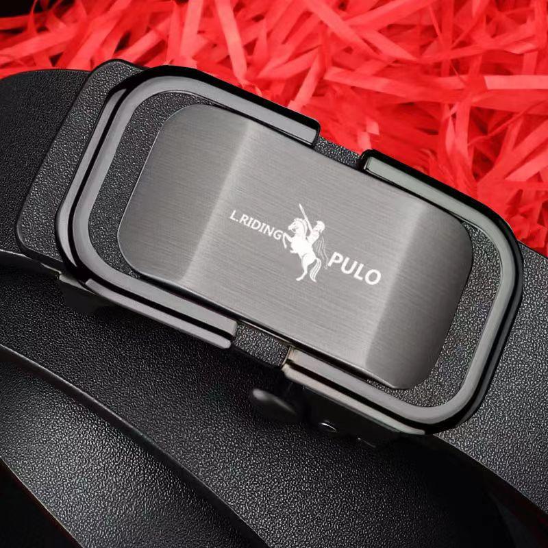 PULO Men's Automatic Leather Buckle Belt Casual Business Trendy New Men's Versatile Pure Cowhide Pant Belt