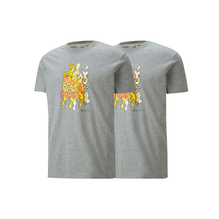 Puma X Britto Fun Print Sports Crew Neck Short Sleeve T Shirt Men Tops Grey 532234-04