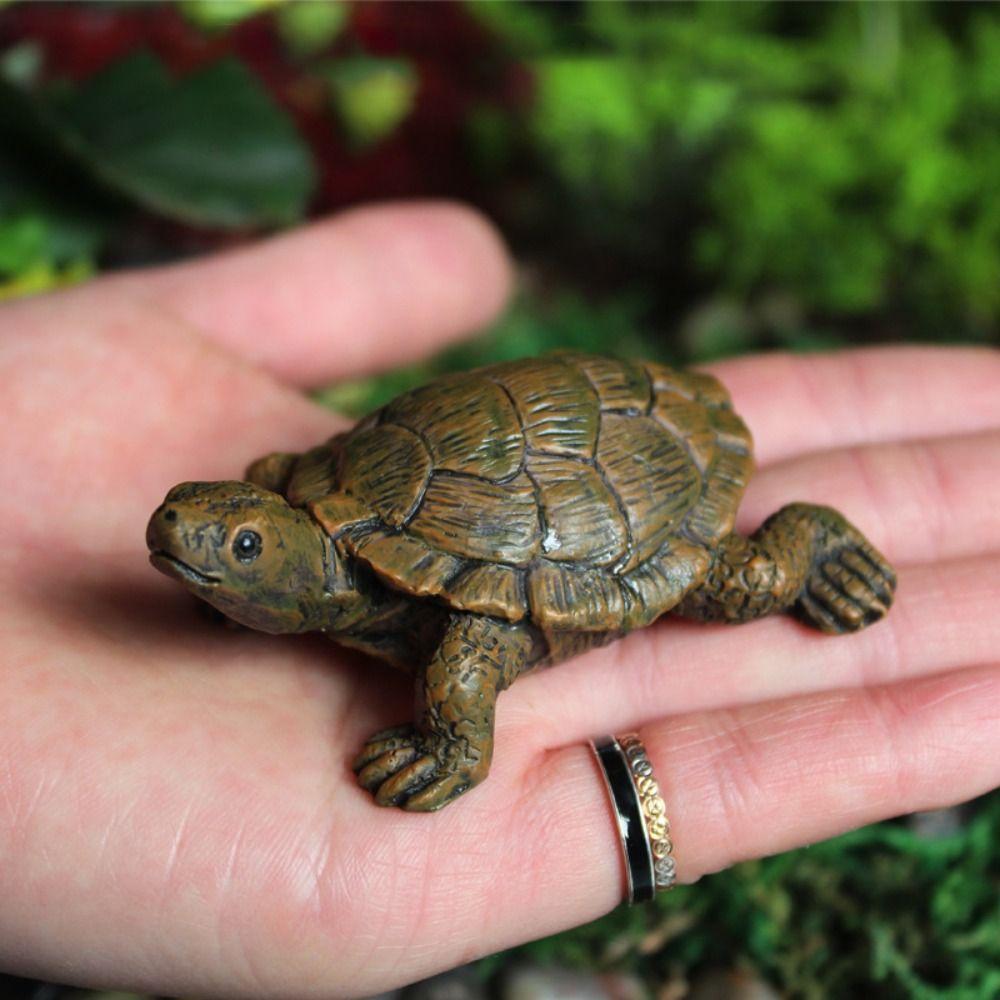 2pcs Handmade Crafts Tortoise Resin Craft Miniature Tortoise Figurine Car Home Decoration