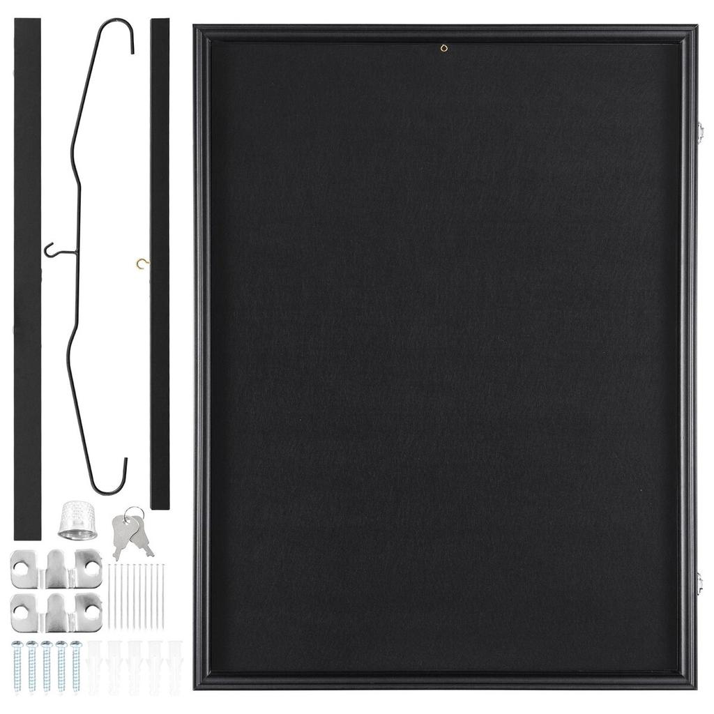 Jersey Display Frame Case, 24 x 32 x 1.5 in, Large Lockable Sport Jersey Shadow Box with 98% UV Protection PC Glass and Hangers, for Baseball