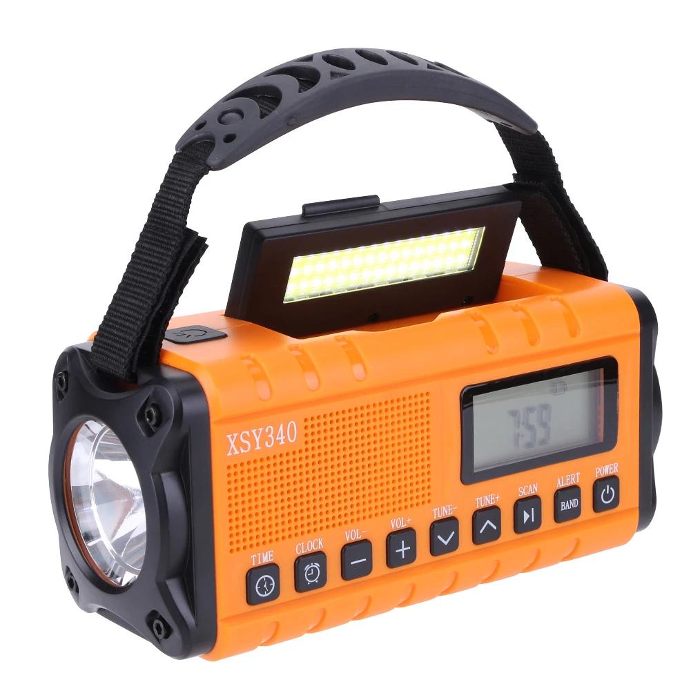 Аварийное радио с ручным приводом FM/MW/SW/VHF/WB Портативное радио с сигналом SOS, светодиодным фонариком, BT-динамиком для дома и чрезвычайных ситуаций