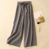 Spring Summer Plus Size Women Wide Leg Pants High Waist Basic Elastic Pants Loose Casual Plaid Pants