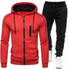 Tracksuit Men Fashion Hoodies Solid Suits Men's Sweatshirts + Drawstring Sweatpants Loose Leisure Sportswear Sets Winter