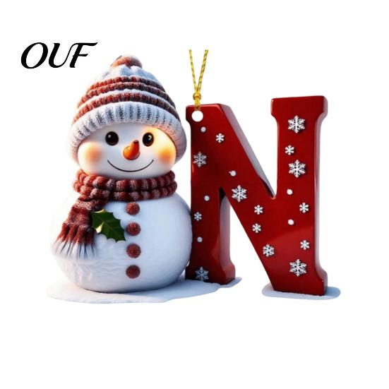 DIY Hanging Name Tags 2D Snowman Christmas Ornaments, Personalized Letter Ornaments for Tree, Reusable Tree Initial Ornament, Ornament Xmas