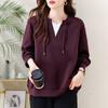 DIMANAF 2025 New Autumn Plus Size Hoodie Women Pullovers Tops Solid Fashion Loose