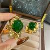 Серьги-пусеты из нерегулярного изумруда во французском придворном стиле, модные серьги с ретро-темпераментом в стиле легкой роскоши, серьги среднего размера в античном стиле
