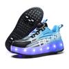 Overseas Runaway Shoes, Children's Wheel Shoes LED Ultra-light Luminous Charging Boys and Girls Light Shoes Sports Flying Woven Shoes